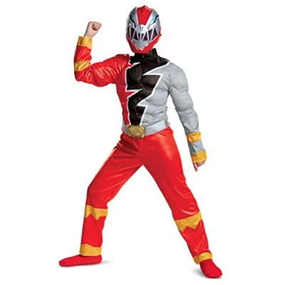 Afbeelding van Disguise Officieel Power Rangers kostuum voor kinderen, Ranger Dino Fury kostuum, rood maat L