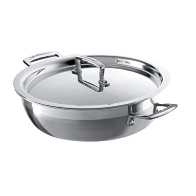Image de Le Creuset Sauteuse Provençale avec Couvercle, Ø 30 cm, Inox 3 ply, Argenté,96202830001000