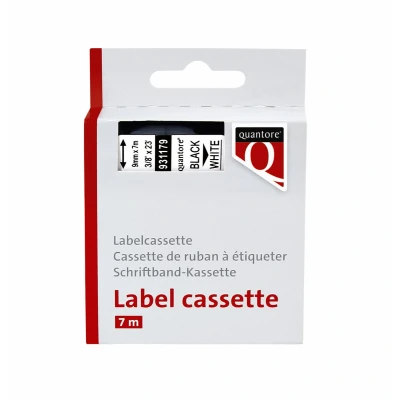 Afbeelding van Labeltape Quantore 40913 9mmx7m zwart op wit