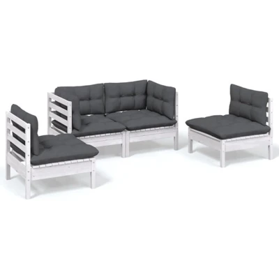 Afbeelding van vidaXL 4 delige Loungeset met kussens massief grenenhout