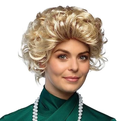Afbeelding van Boland Pruik Golden lady Blond Krullen Kort Vrouwen Bekend personage Oma Oud vrouwtje 70s