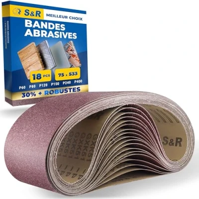 Afbeelding van S&amp;R Schuurbanden voor schuurmachines 75 x 533 mm, set van 18 schuurbanden: 3 stuks P60, P80, P120, P150, P240, P400
