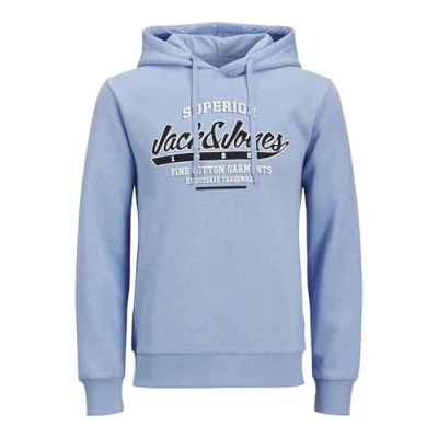 Image de JACK&amp;JONES JJELOGO Sweat à capuche 2 COL 24/25 Noos, Chambray Blue/Detail:melange, XS