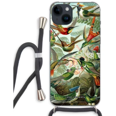 Afbeelding van Case Company® hoesje met Koord geschikt voor iPhone 14 Plus Haeckel Trochilidae Telefoonhoesje Zwart Extra Bescherming aan alle Kanten en Over de Schermrand