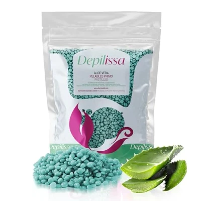 Afbeelding van Depilissa TIO2 Aloë Vera ontharingsparels, 400 g, zonder vliesbanden, geschikt voor alle huidtypes, gezicht, oksels, armen, benen, bikini, intieme zone, lichaam