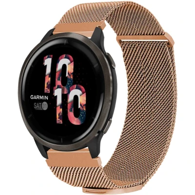 Afbeelding van iMoshion Milanees magnetisch 22 mm bandje Geschikt voor Garmin Venu 2 / Fenix 7 Pro 7s 6 Vivoactive 4 Polar Grit X Vantage M2 V2 Maat M Rosé Goud