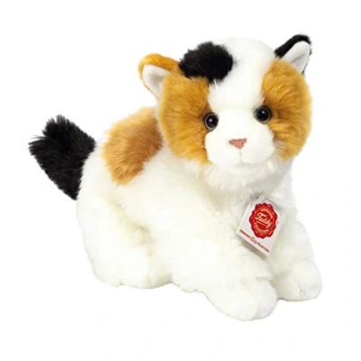Afbeelding van Hermann Teddy Knuffeldier kat/poes zachte pluche stof premium kwaliteit knuffels wit/bruin/zwart 24 cm