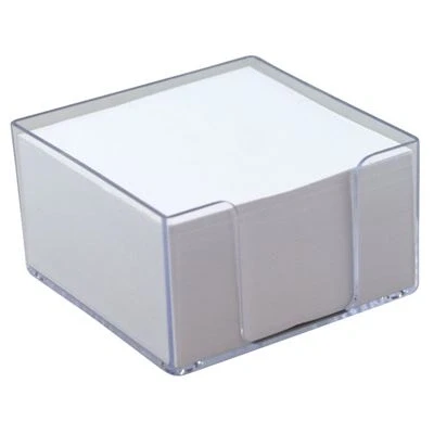 Image de Bloc mémo plexi 9x9x5 cm feuilles blanches