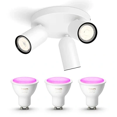 Afbeelding van Philips myLiving Pongee Opbouwspot White &amp; Color Ambiance GU10 3 Hue Lampen Wit en Gekleurd Licht Dimbare Plafondspots