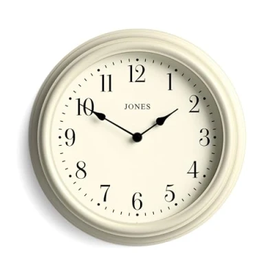 Afbeelding van JONES CLOCKS® wandklok &quot;Venetiaans&quot; ronde traditioneel klassiek design (lichte crème/Arabische cijfers)