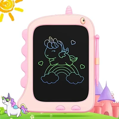 Afbeelding van ORSEN Lcd schrijfbord speelgoed vanaf 2, 3, 4, 5, 6 jaar, meisjes jongens, 8,5 inch, kleurrijk scherm, tekenbord, schrijftablet, verjaardag, Kerstmis, cadeaus voor meisjes, eenhoorn, (roze)