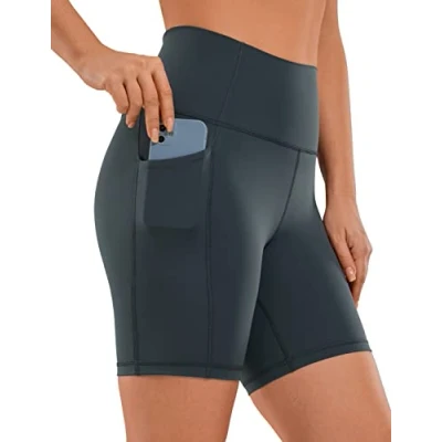 Afbeelding van CRZ YOGA Dames Naked Feeling Fietsshort, yoga, sportshort met hoge taille, zakken, 10/13/15/20 cm, Melaniet, 40