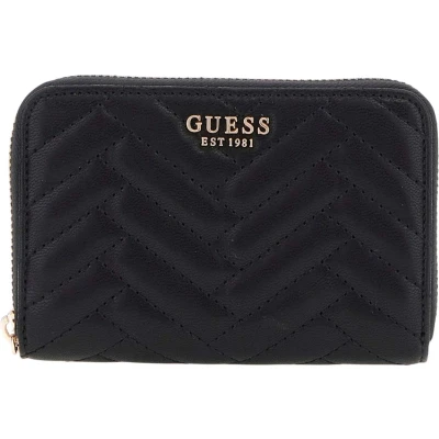 Afbeelding van GUESS Portemonnee Anning SLG Medium Zip Around Wallet Black Zwart