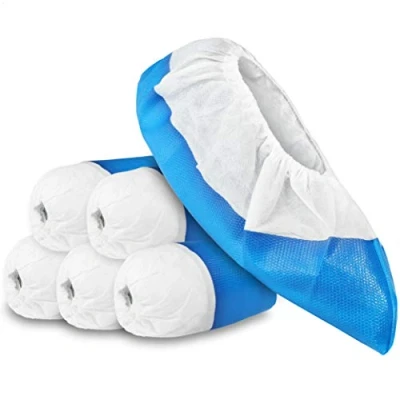 Afbeelding van COM FOUR® 50 x hoogwaardige herbruikbare overschoenen elk 11,9 g schoenovertrekken van kunststof met antislipzolen extra sterke en waterdichte pantoffels eenheidsmaat