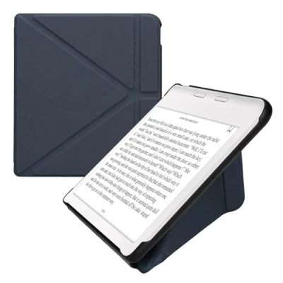 Afbeelding van kwmobile E reader hoesje geschikt voor Kobo Libra Colour hoes Ereader flip case met standaard cover van kunstleer In donkerblauw