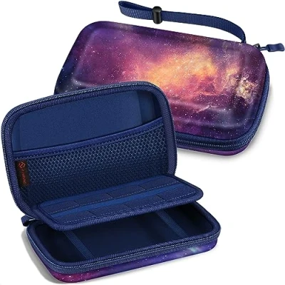 Afbeelding van FINTIE Hoes voor Nintendo 2DS XL / 3DS schokbestendige opbergtas, reisdraagtas met speelkaarthouder en polsband LL console, Galaxy