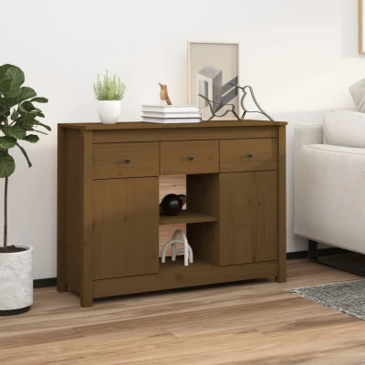 Afbeelding van Dressoir 100x35x74,5 cm massief grenenhout honingbruin