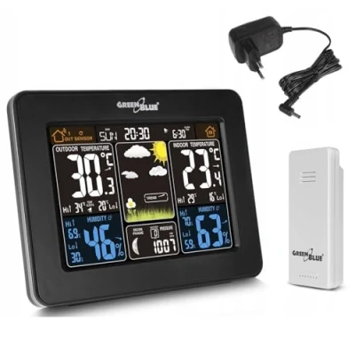 Afbeelding van Weerstation DCF Maanfase GreenBlue alarm Kleurenscherm GB523