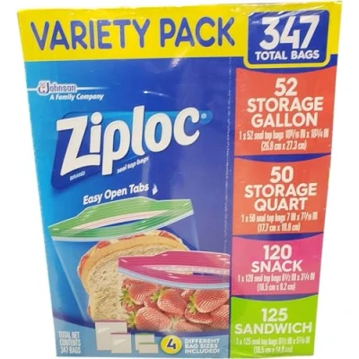Afbeelding van Ziploc Diepvriezer Verschillende maten opbergzakken Variety Pack van 347 zakken