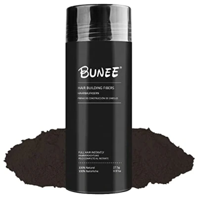 Afbeelding van Haarvezel verbergt onmiddellijk haargebrek 100% natuurlijk katoen microvezelpoeder voor mannen en vrouwen (donkerbruin 27,5 g)
