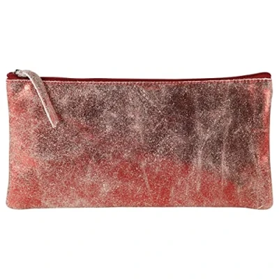 Afbeelding van Clairefontaine 410069C Pennenetui, plat, van leer/suède, rood, glinsterend, 22 x 11 cm, echt lamsleer, schoolbenodigdheden, etui, pennenetui I pennenhouder