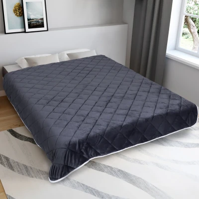 Image de Couverture lestée 150x200 cm biface polaire gris et blanc 7 kg IDMarket