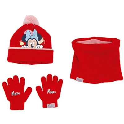 Afbeelding van Muts, Handschoenen en Nekwarmer Minnie Mouse Lucky Rood