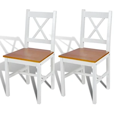 Image de vidaXL Chaises à manger lot de 2 blanc bois pin241512