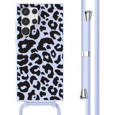 Afbeelding van imoshion hoesje Geschikt voor Samsung Galaxy S22 Ultra met koord Siliconen design Meerkleurig / Animal Lila