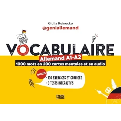 Afbeelding van VOCABULAIRE ALLEMAND A1 A2 EN 1000 MOTS 200 CARTES MENTALES