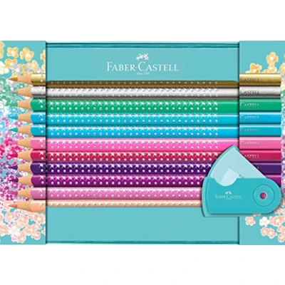 Image de FABER CASTELL Crayon couleur triangle GRIP SPARKLE, étui