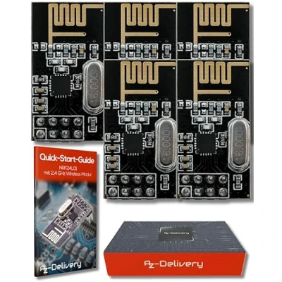 Afbeelding van AZDelivery 3 x NRF24L01 met 2,4 GHz Draadloze Module compatibel Arduino, ESP8266 en Raspberry Pi Inclusief E Book!