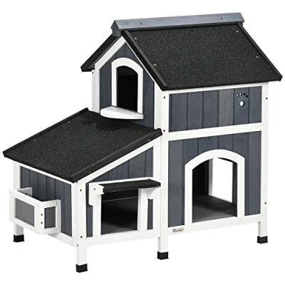 Afbeelding van PawHut Katzenhaus mit Blumenkasten D30 670V00