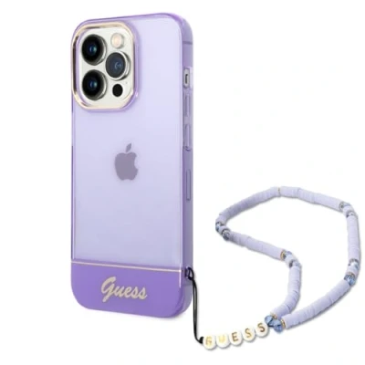 Afbeelding van Guess Telefoonhoesje voor Apple iPhone 14 Pro Paars Transparant TPU Bescherming Back Cover