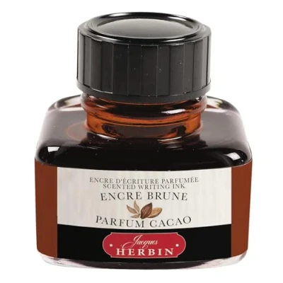 Afbeelding van Jacques Herbin 13746T Fles geurinkt &quot;Les subtiles&quot; voor vulpen en rollerbalpen, 30 ml, bruine inkt cacaogeur. Gemaakt in Frankrijk