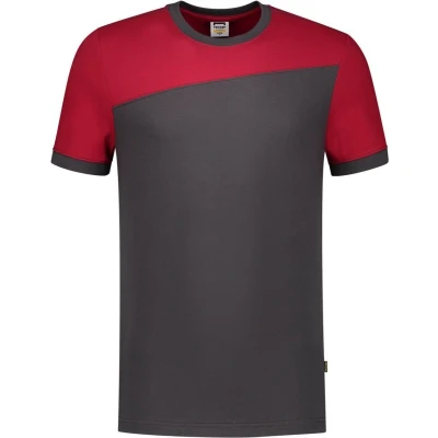 Afbeelding van Tricorp 102006 T Shirt Bicolor Naden Donkergrijs/Rood