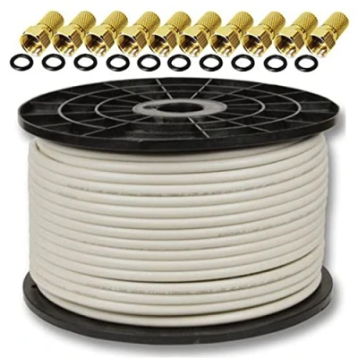Afbeelding van Premium X Profi PRO 100 m 135 dB afgeschermd 5 weg zuiver koper CU coaxkabel voor DVB S / S2 C en T BK 10 stuks F stekker