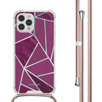 Afbeelding van iMoshion Hoesje Geschikt voor iPhone 12 Pro Max met Koord Design Meerkleurig / Bordeaux Graphic