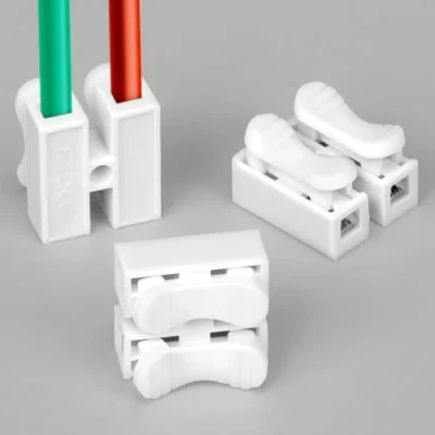 Afbeelding van QWORK 100 stuks elektrische connectoren, klemmenblok snelkoppeling CH 2 voor bediening, voeding, verlichting, huishoudelijke apparaten