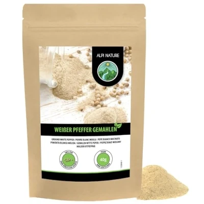 Afbeelding van Gemalen witte peper (40 g), 100% natuurlijke peper, zonder toevoegingen, veganistisch,