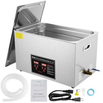 Image de VEVOR Nettoyeur à Ultrasons 30L en Acier Inoxydable Bac Numérique avec Chauffage Temps et Température Réglables Appareil de Nettoyage Ultrasonique pour Bijoux Lunettes Montres Labo Clinique