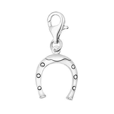 Afbeelding van Quiges 925 zilver Charm Bedel Hanger Paard Hoefijzer met sterling karabijnslot geschikt voor Zinzi, Thomas Sabo Ti Sento Bedelarmband HC074
