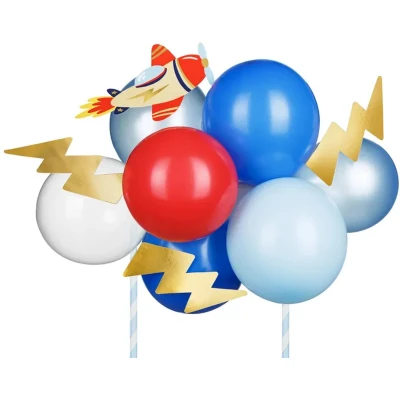 Afbeelding van Partydeco Ballon Cake Topper Birthday Vliegtuig (29 cm) (Robin)