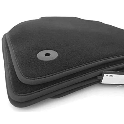 Afbeelding van Set van 4 hoogwaardige velours vloermatten met originele bevestiging voor VW Polo VI 6 AW, zwart