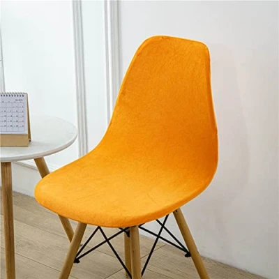 Afbeelding van Highdi Set van 1/2/4/6 Fluwelen Scandinavische stoelhoezen, Effen kleur hoezen voor eetkamerstoelen, stoelen zonder leuning de keuken, woonkamer, kantoor (oranje, 6 stuks)