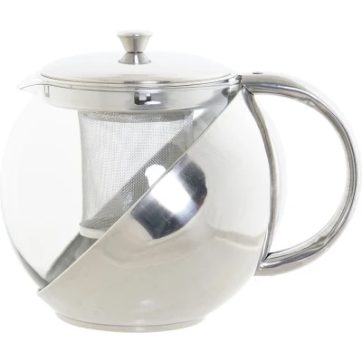 Afbeelding van Theepot DKD Home Decor Zilverkleurig Roestvrij staal Kristal Plastic 18 x 13 15 cm