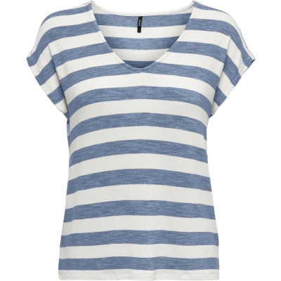Afbeelding van ONLY Onllira V NECK Tshirt print, Dames, Maat: XS, Infinity/cloud dancer