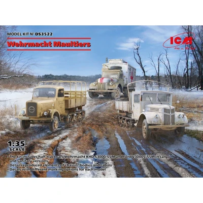 Afbeelding van 1:35 ICM DS3522 German Wehrmacht Maultiers 3 Trucks Plastic Modelbouwpakket