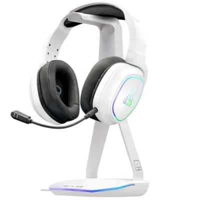 Afbeelding van The G Lab K Stand Hydrogen Gaming Headset RGB 7 kleuren, aan/uit knop, 2 x USB hub + C, antislip basis universele houder voor gamer PC/Ps5/Ps4/Xbox hoofdtelefoon wit 2024