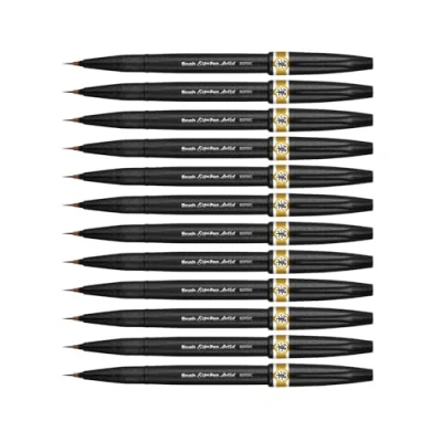 Afbeelding van Pentel Arts Brush Sign Pen Artist SESF30C YX, penseelstiften, extra fijne zachte punt, oker, 12 stuks